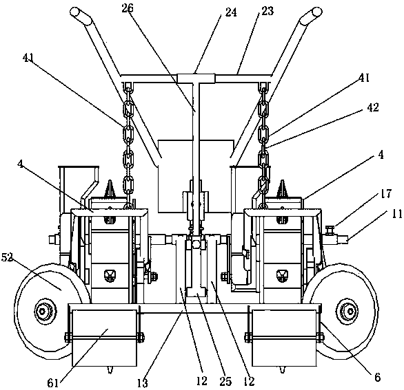 Double-row maize sower drawn by microtiller