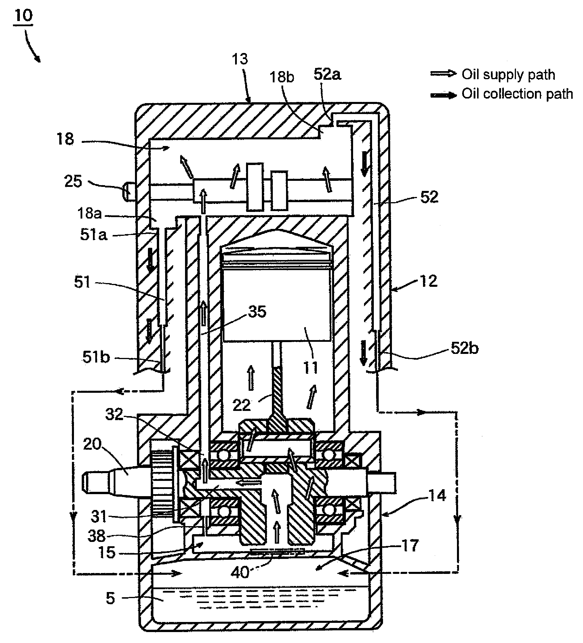 Four-stroke internal combustion engine lubrication device