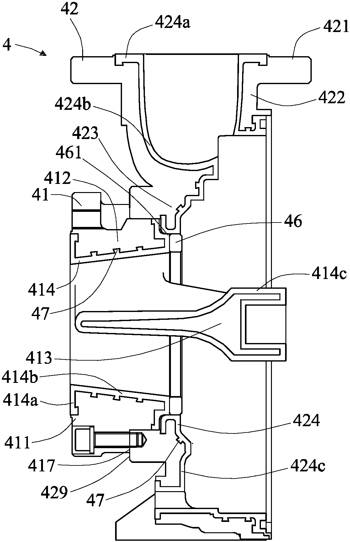 structure of pfa lined pump casing