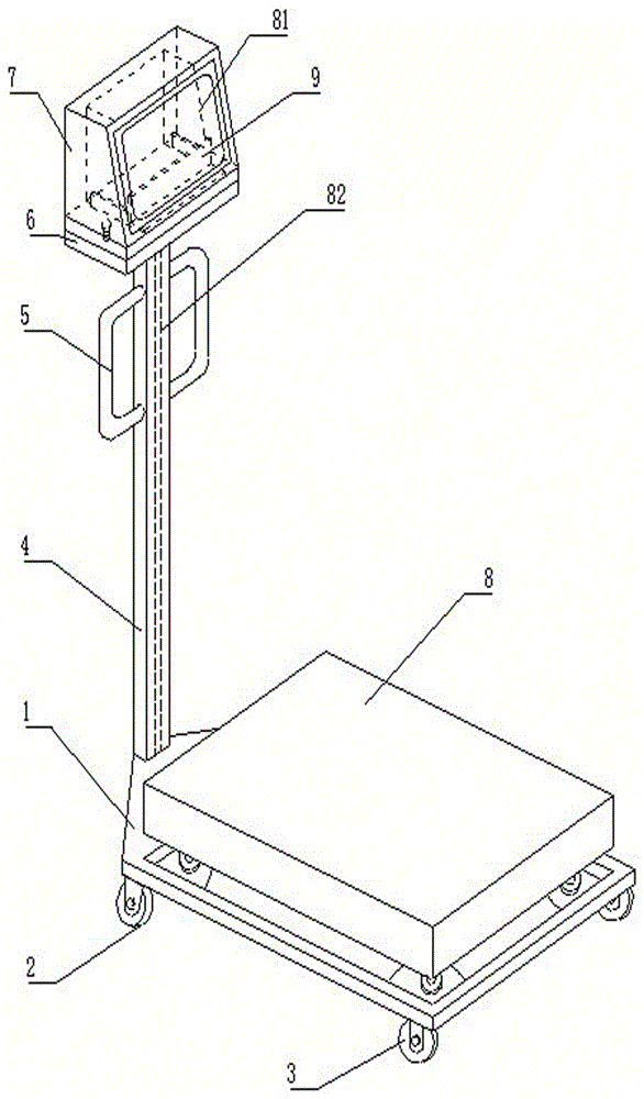 Rack facilitating mobile use of electronic platform scale