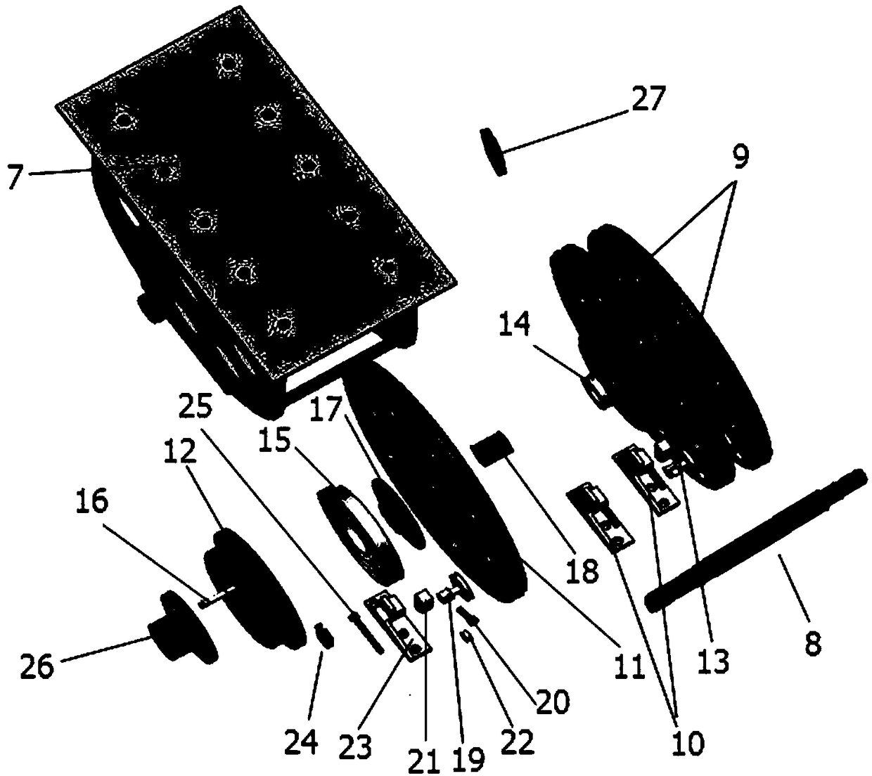 A manual operating device for emergency lowering of the landing gear of a flight simulator