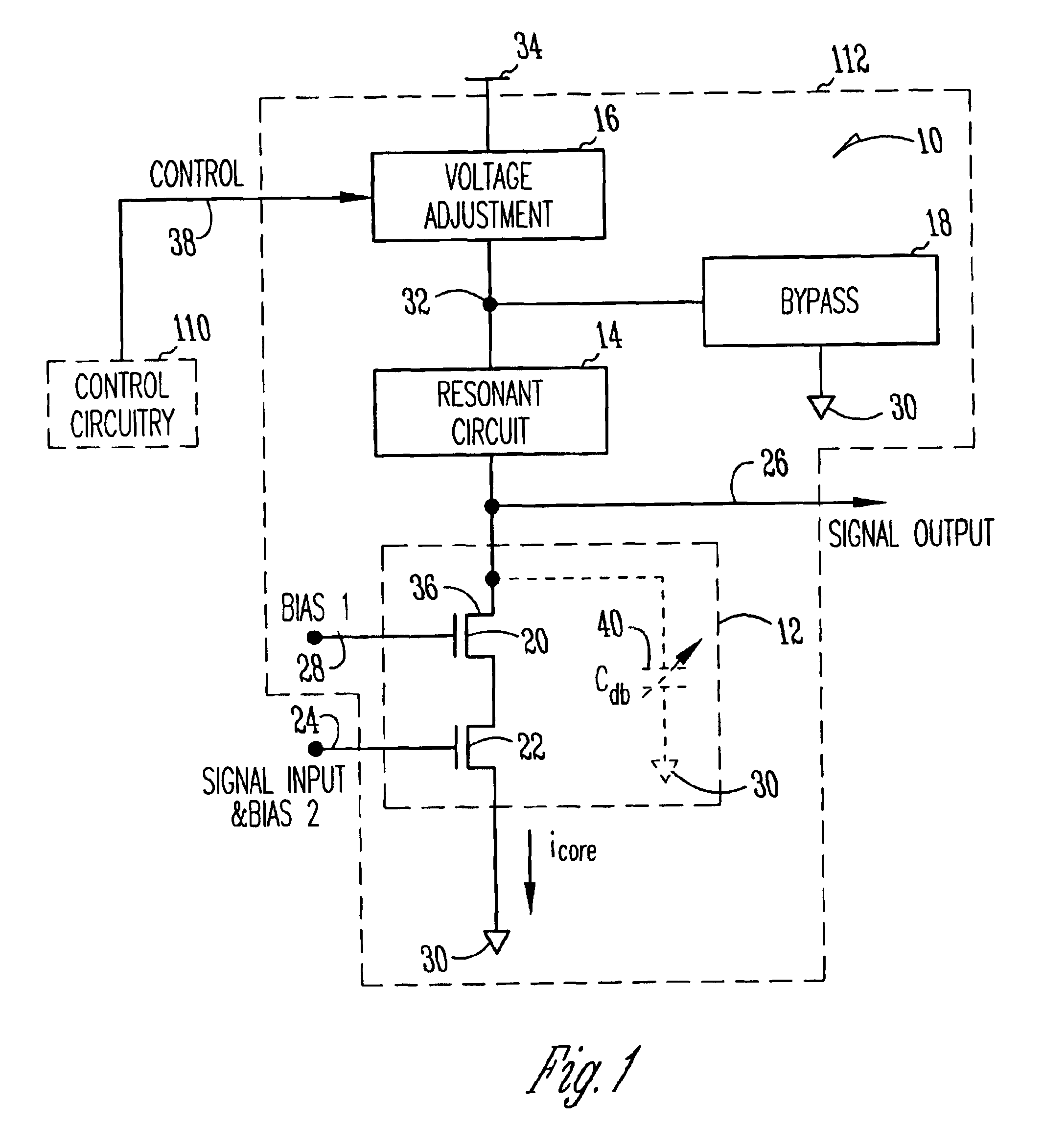 Receiver system with electrically tuned integrated amplifier and method