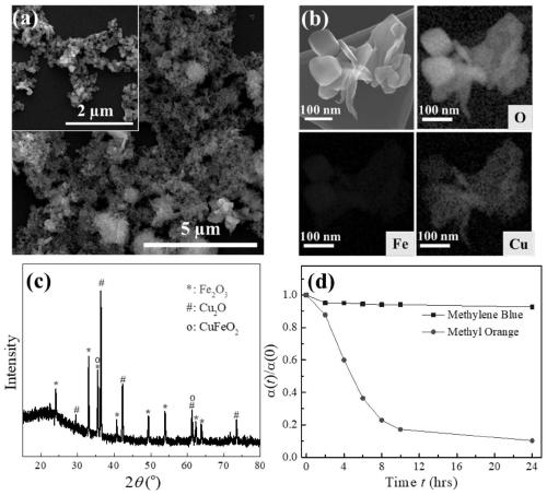 Preparation method of copper-iron oxide and mixed nanoparticles and antibacterial application