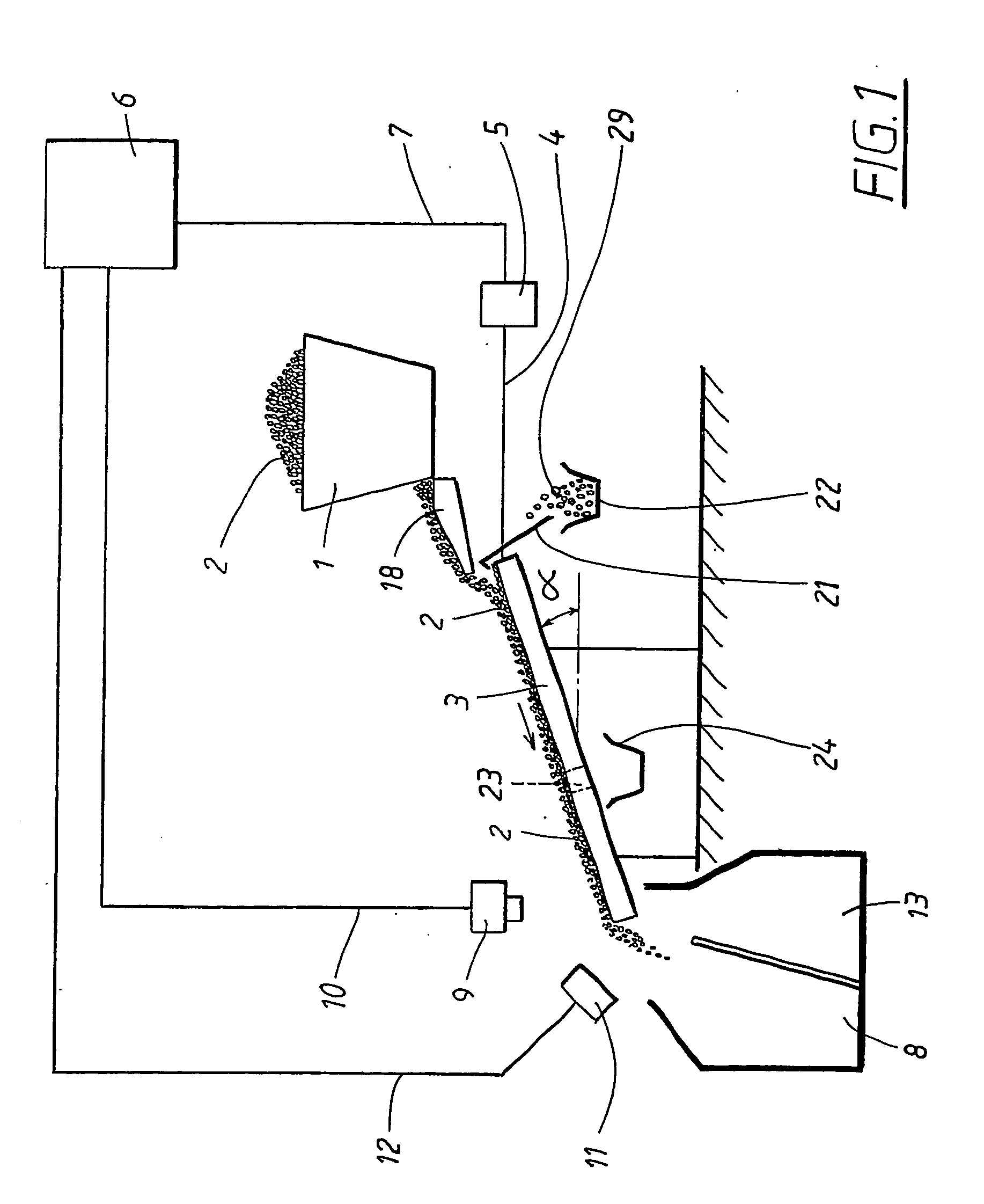 Arrangement for separation of particles, and a separation method in connection with a process for manufacturing power cables