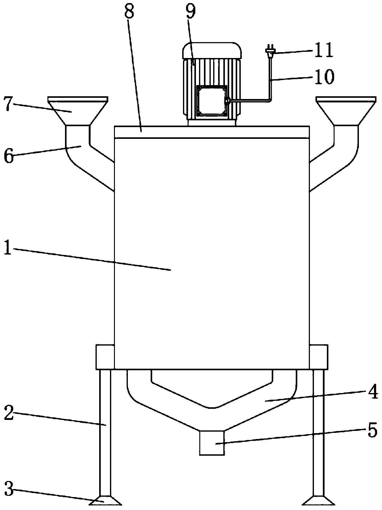 Mixing device for hardware and plastic product processing