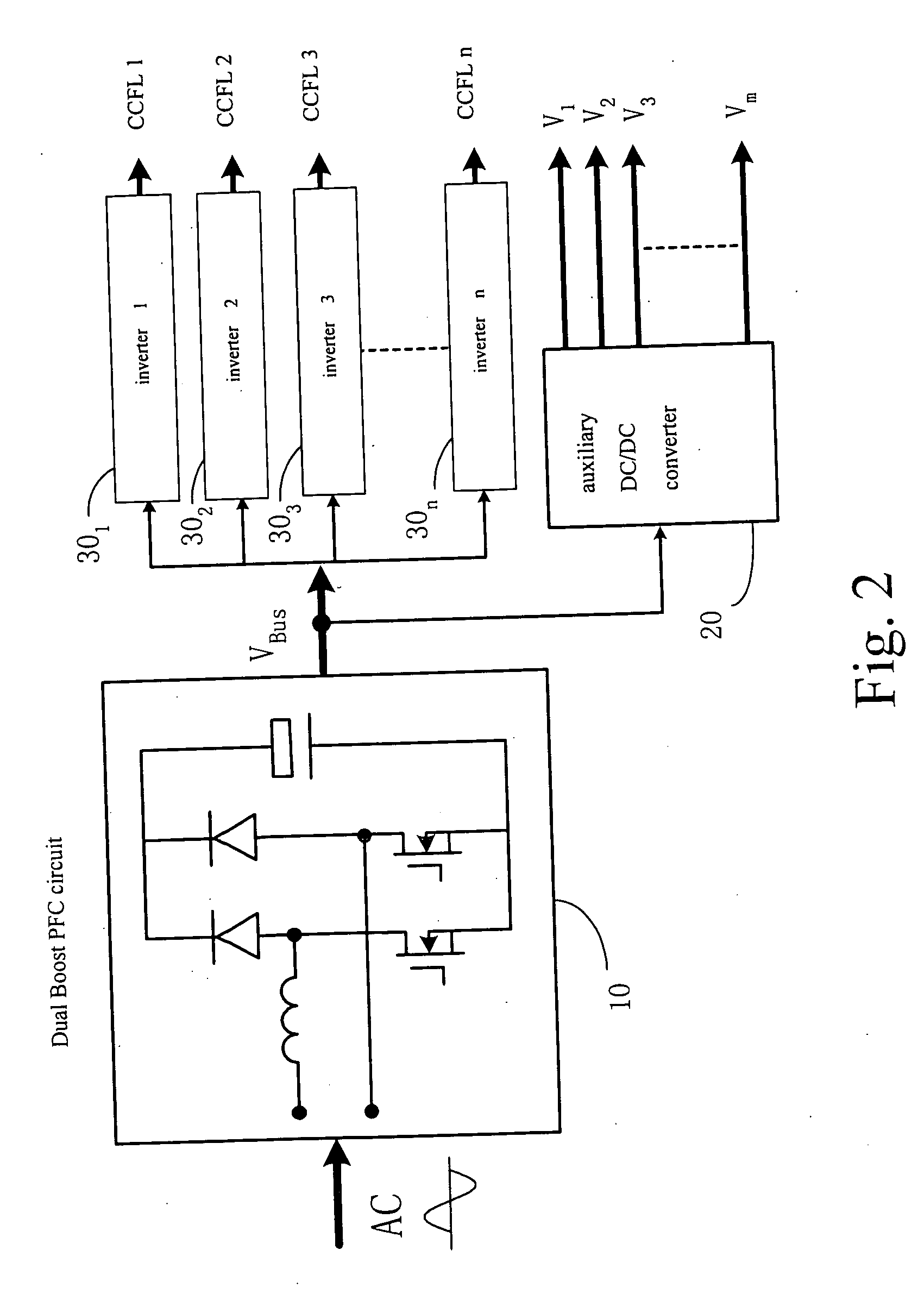 Architecture of power supply system for LCD apparatus