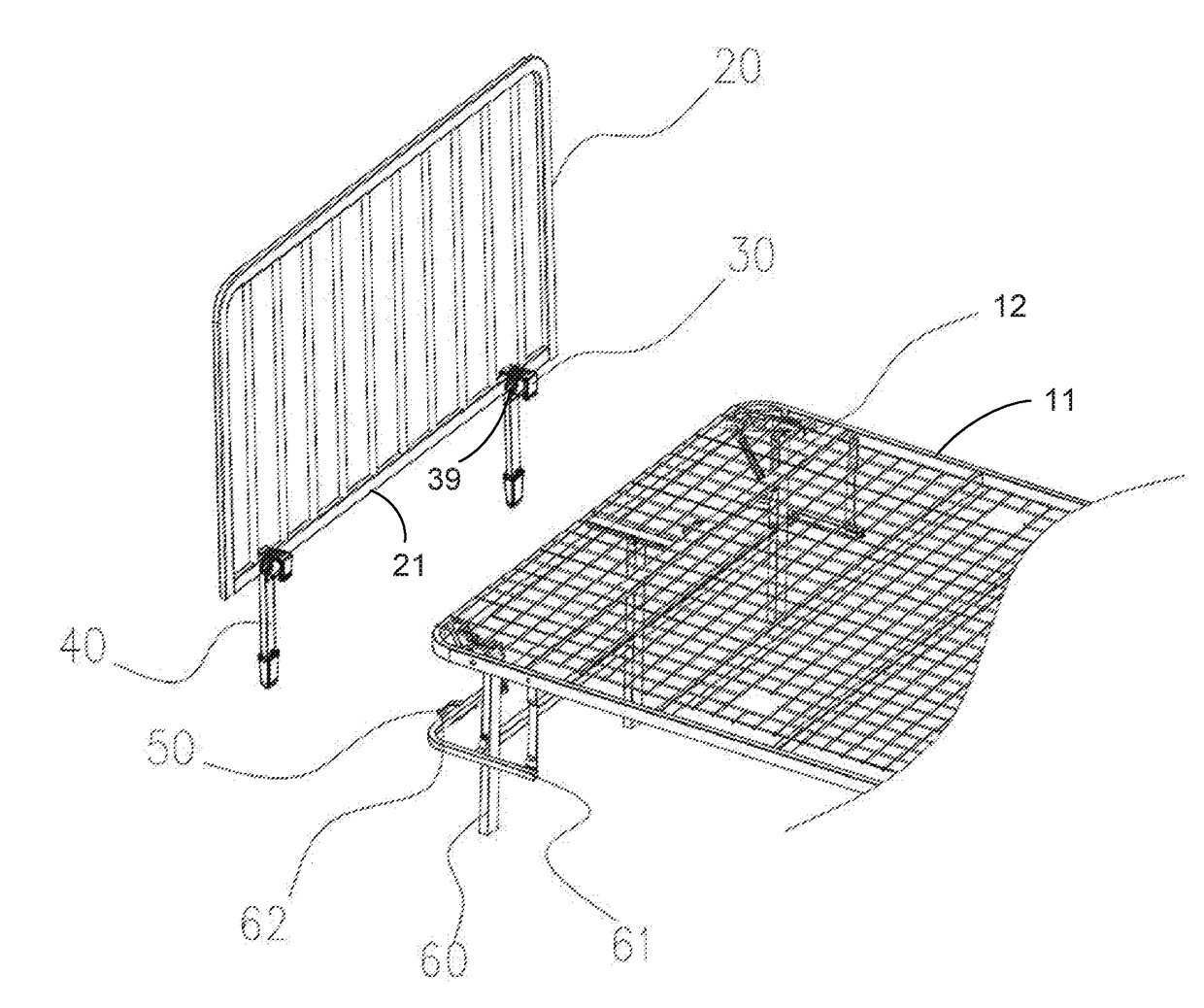 Bed frame with backrest