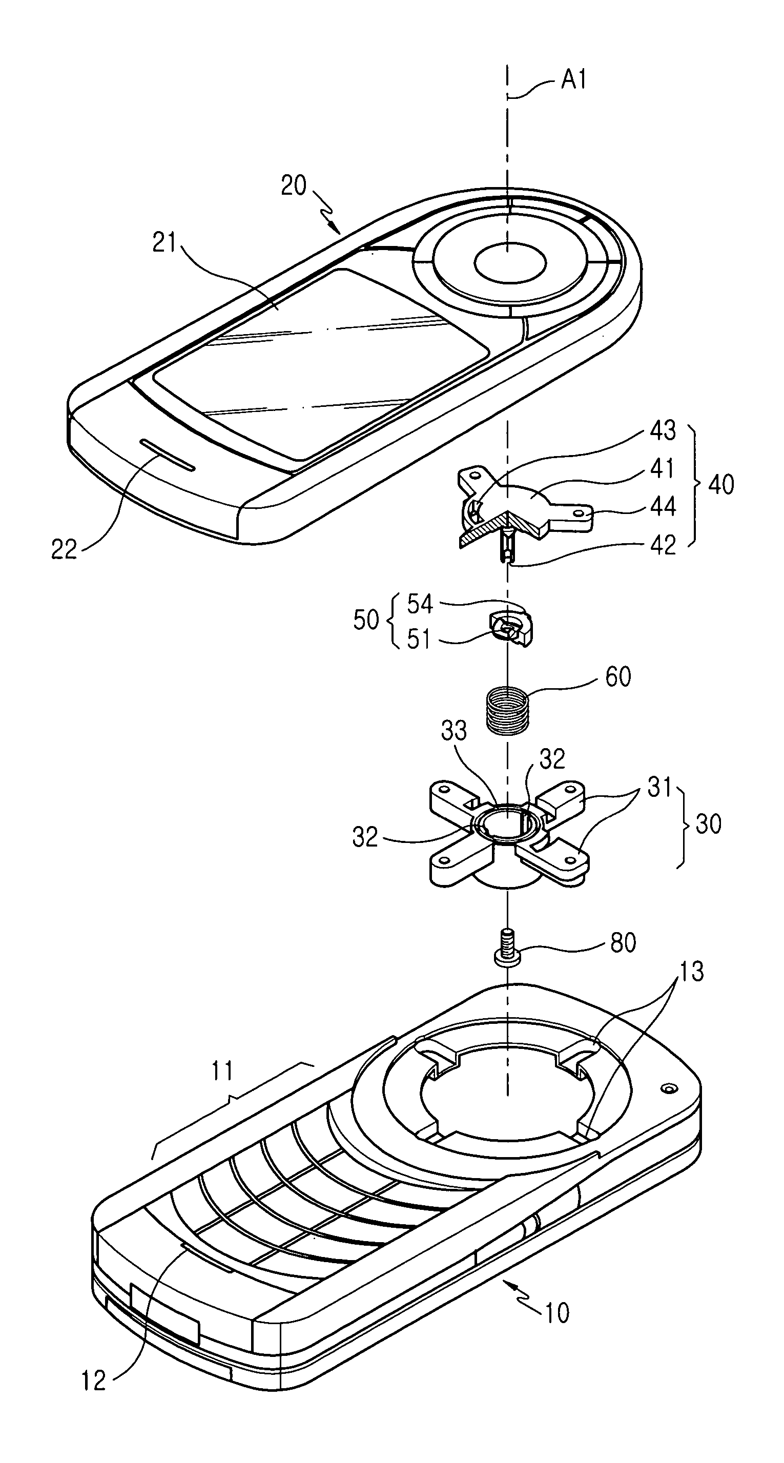 Swing hinge device of portable terminal