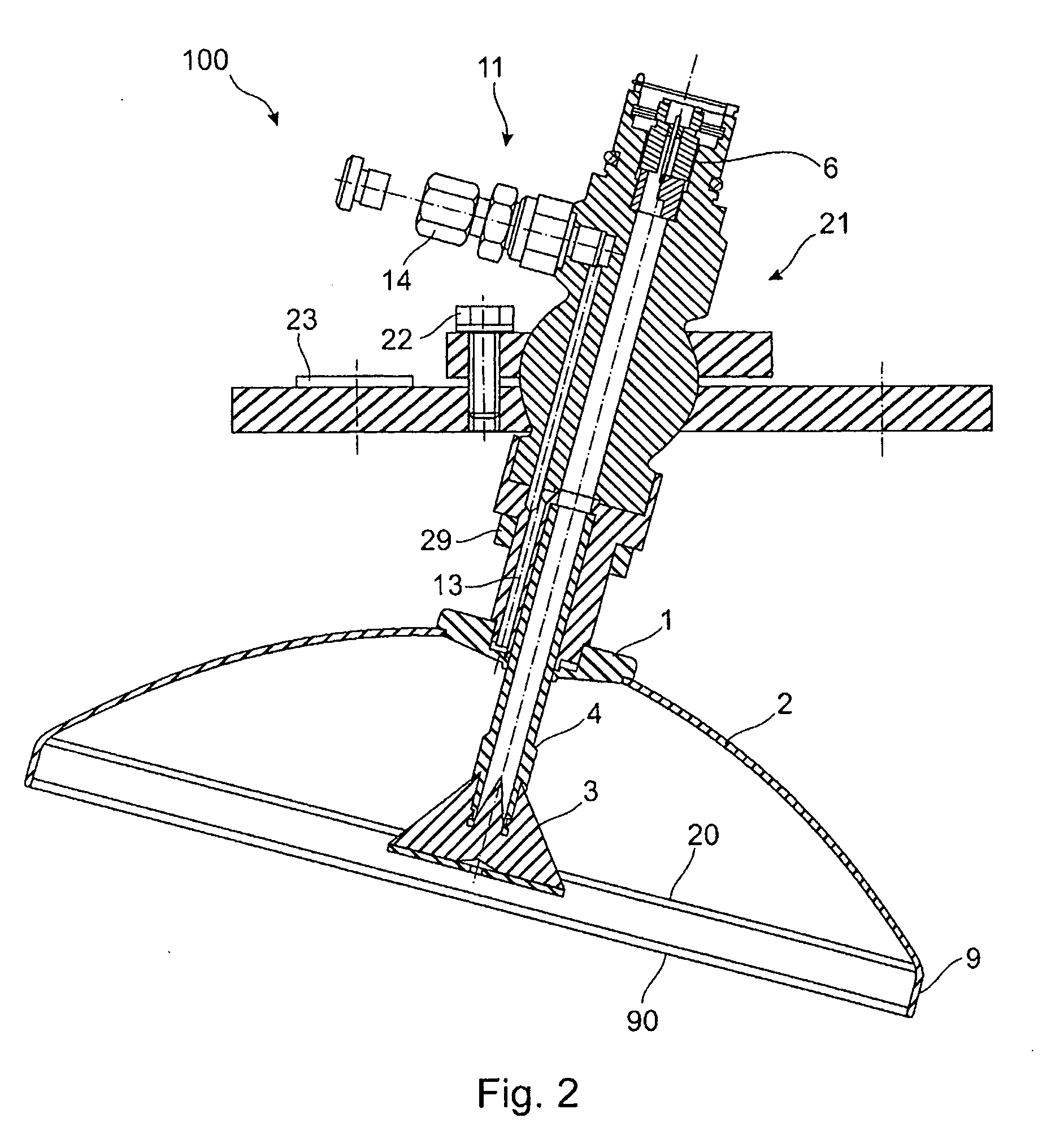 Parabolic antenna with rinsing connection