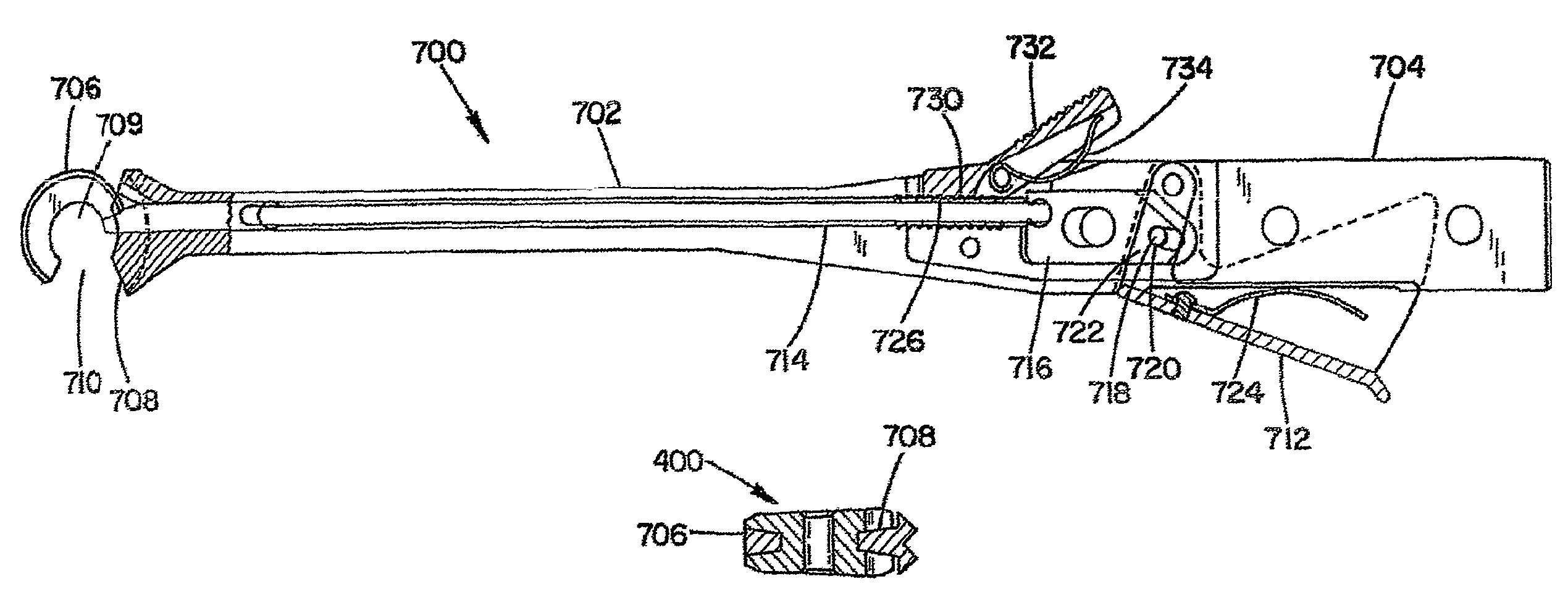 Insertion tool for use with tapered trial intervertebral distraction spacers