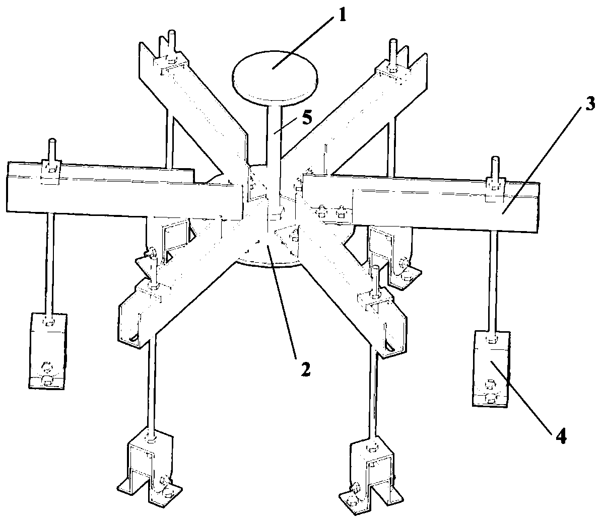 A combined ceiling suspension device and installation method under a tall curved steel structure