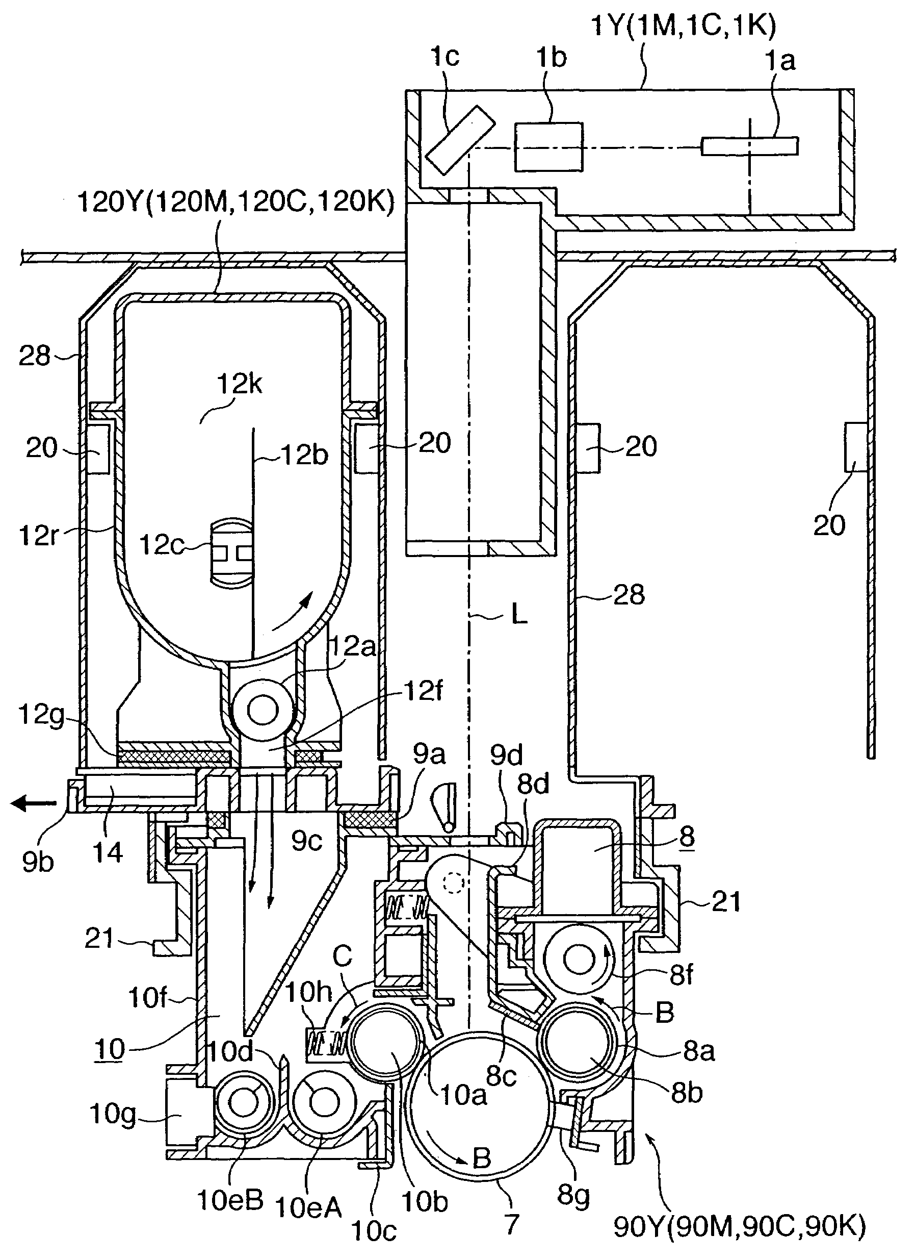 Image forming apparatus with a toner replenishing control feature based on stored toner density and fluidity information, related method, and developing agent replenishing container for same