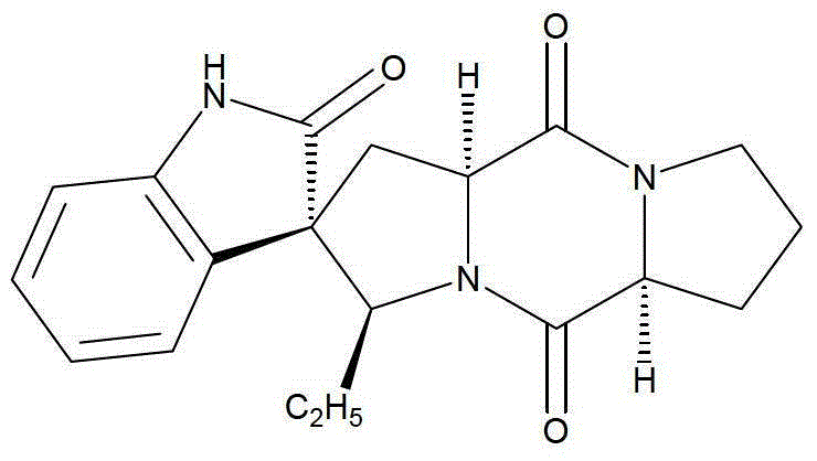 A kind of spirocyclic indole diketopiperazine alkaloid and its synthesis method and application