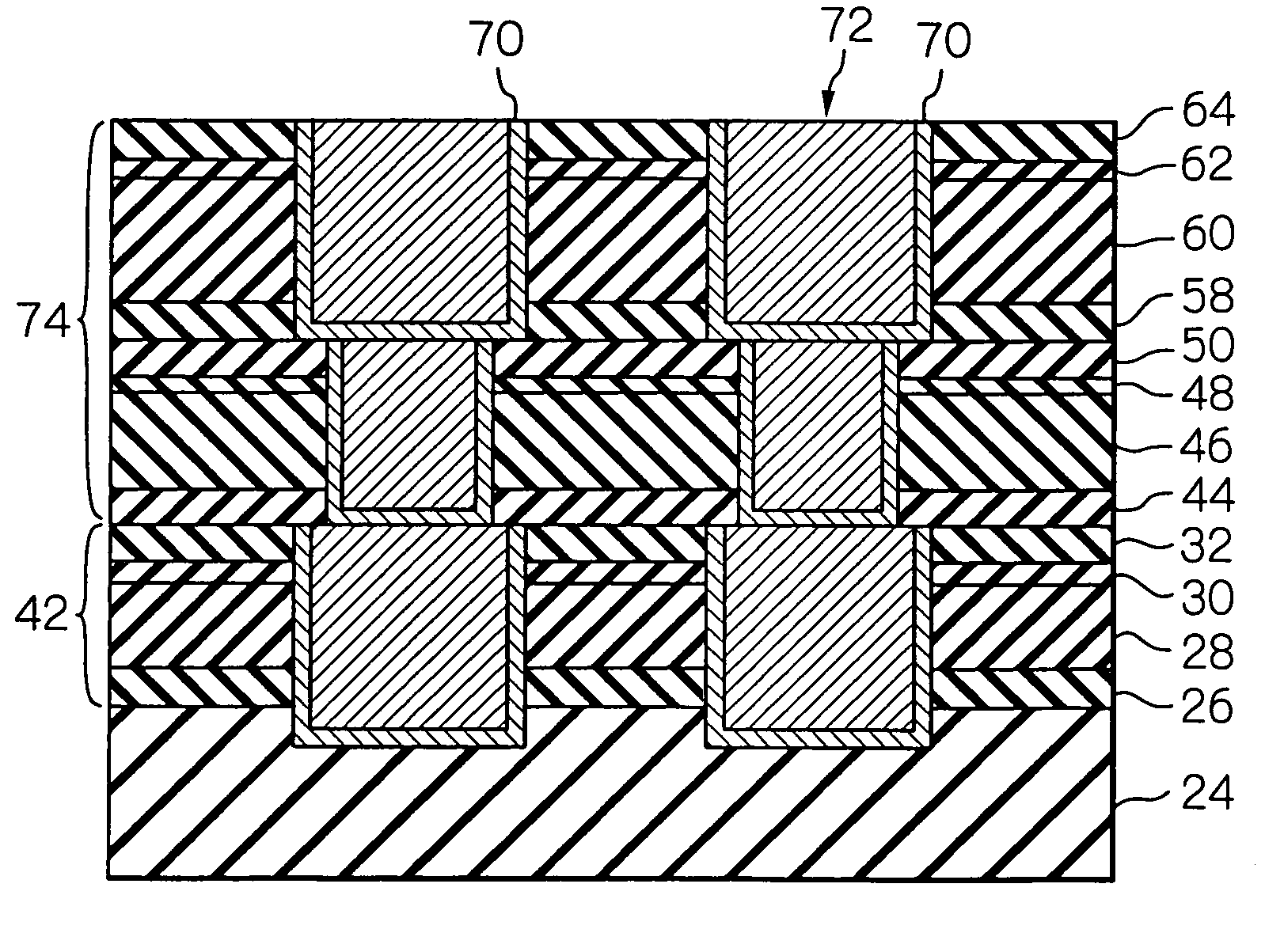 Semiconductor device having two distinct sioch layers
