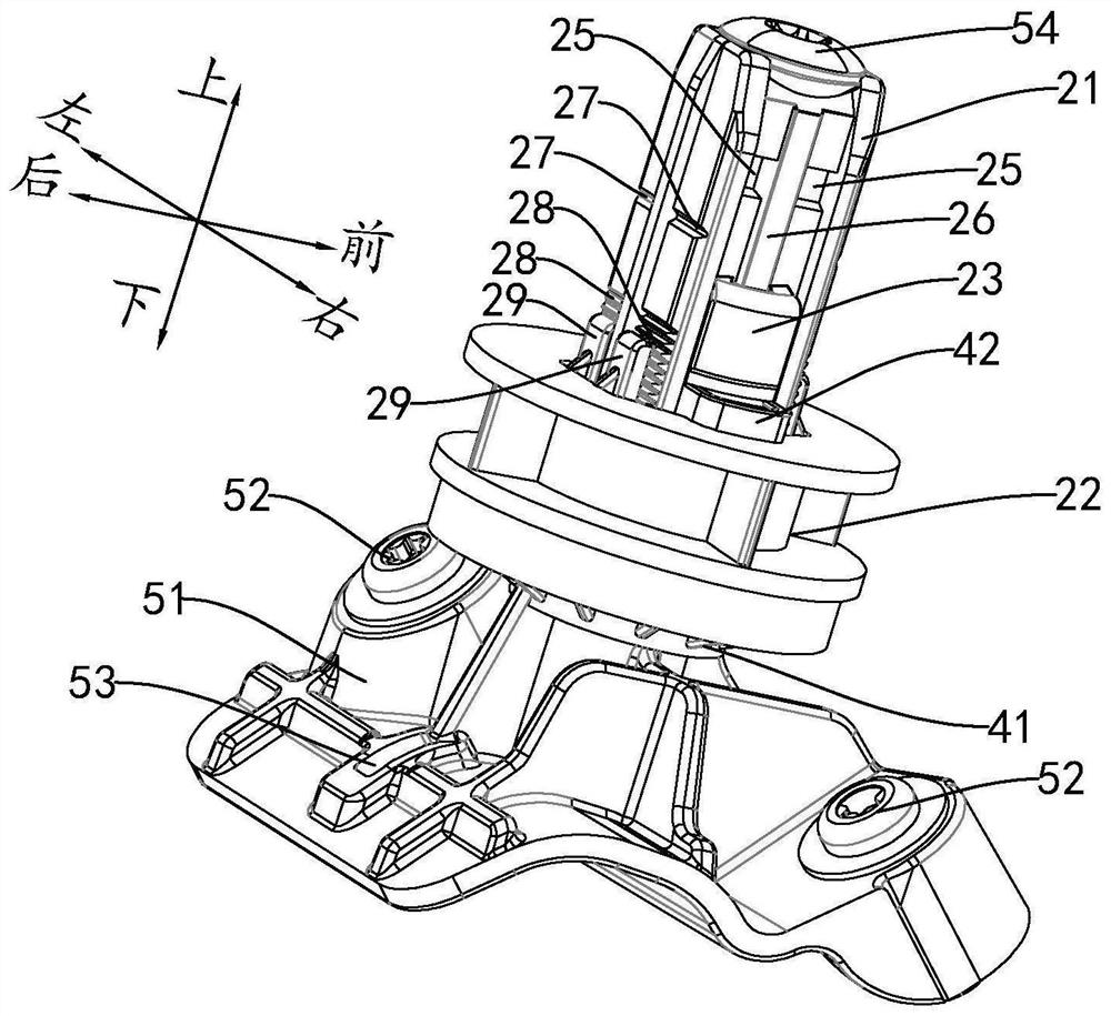Connecting device for connecting automobile lamp with automobile body and automobile
