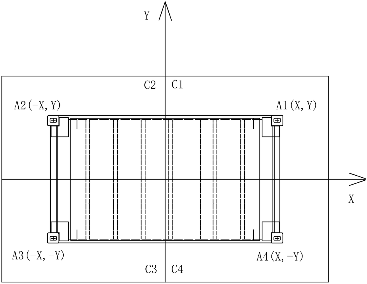 Visual identification system of container lifting appliance and container lifting method of container