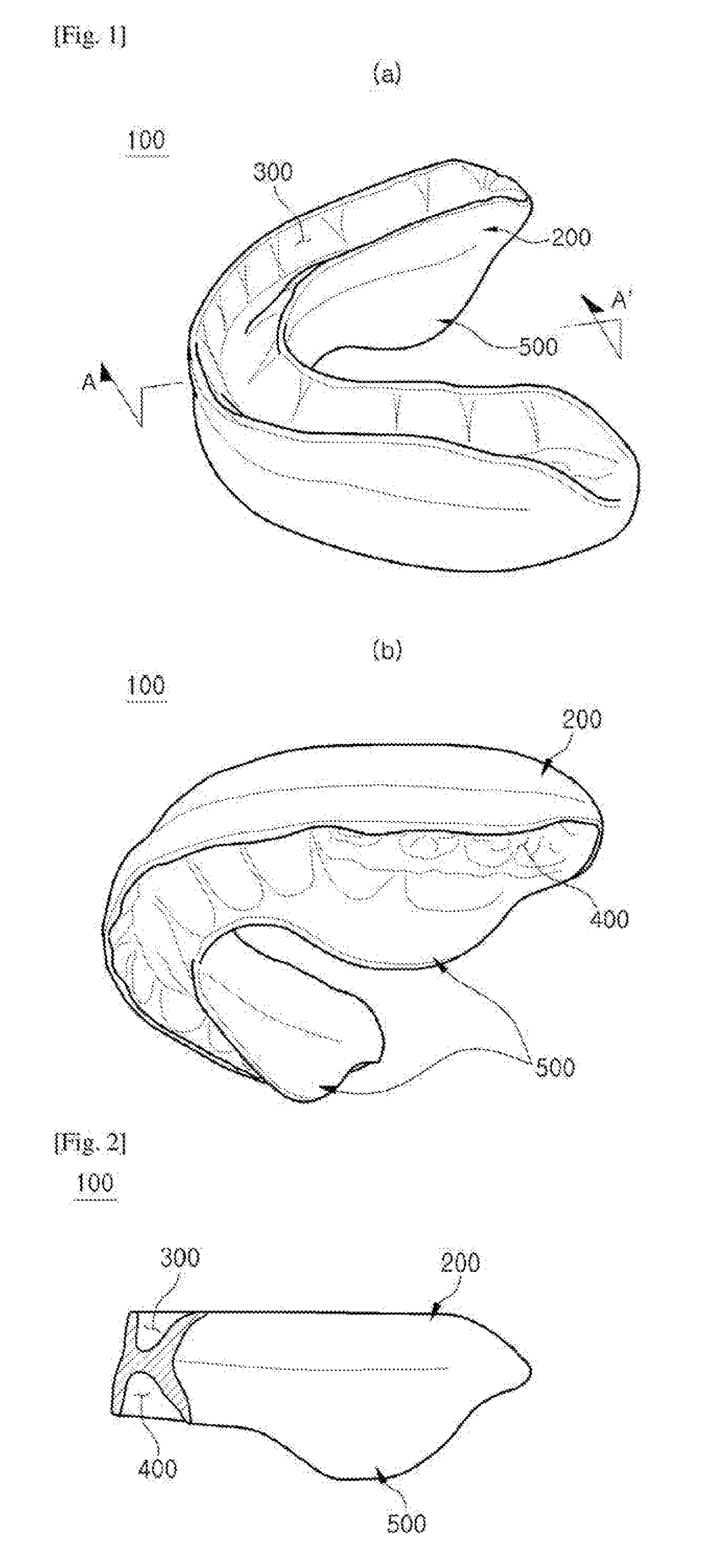 Oral appliance fixed to lower teeth