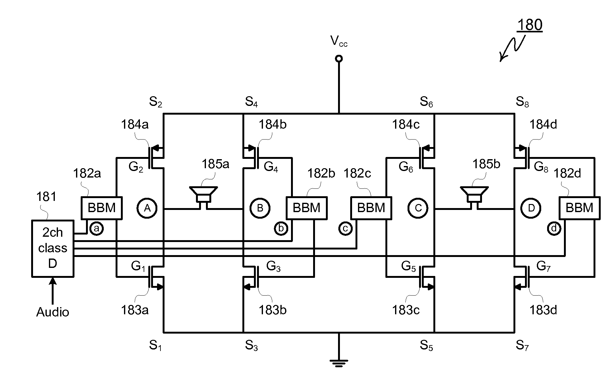 Power-MOSFETs with Improved Efficiency for Multi-channel Class-D Audio Amplifiers and Packaging Thereof