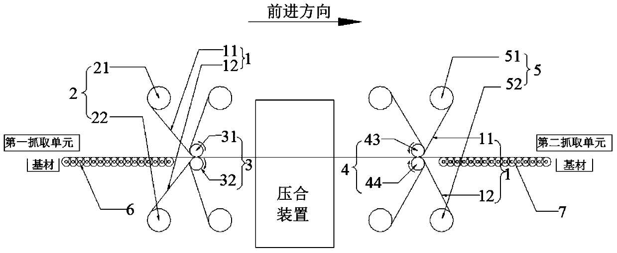 A lamination system and lamination process for lamination of base material and cover film