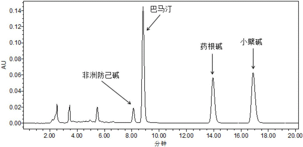 Method for separating alkaloids compound in caulis mahoniae by high-speed countercurrent chromatography