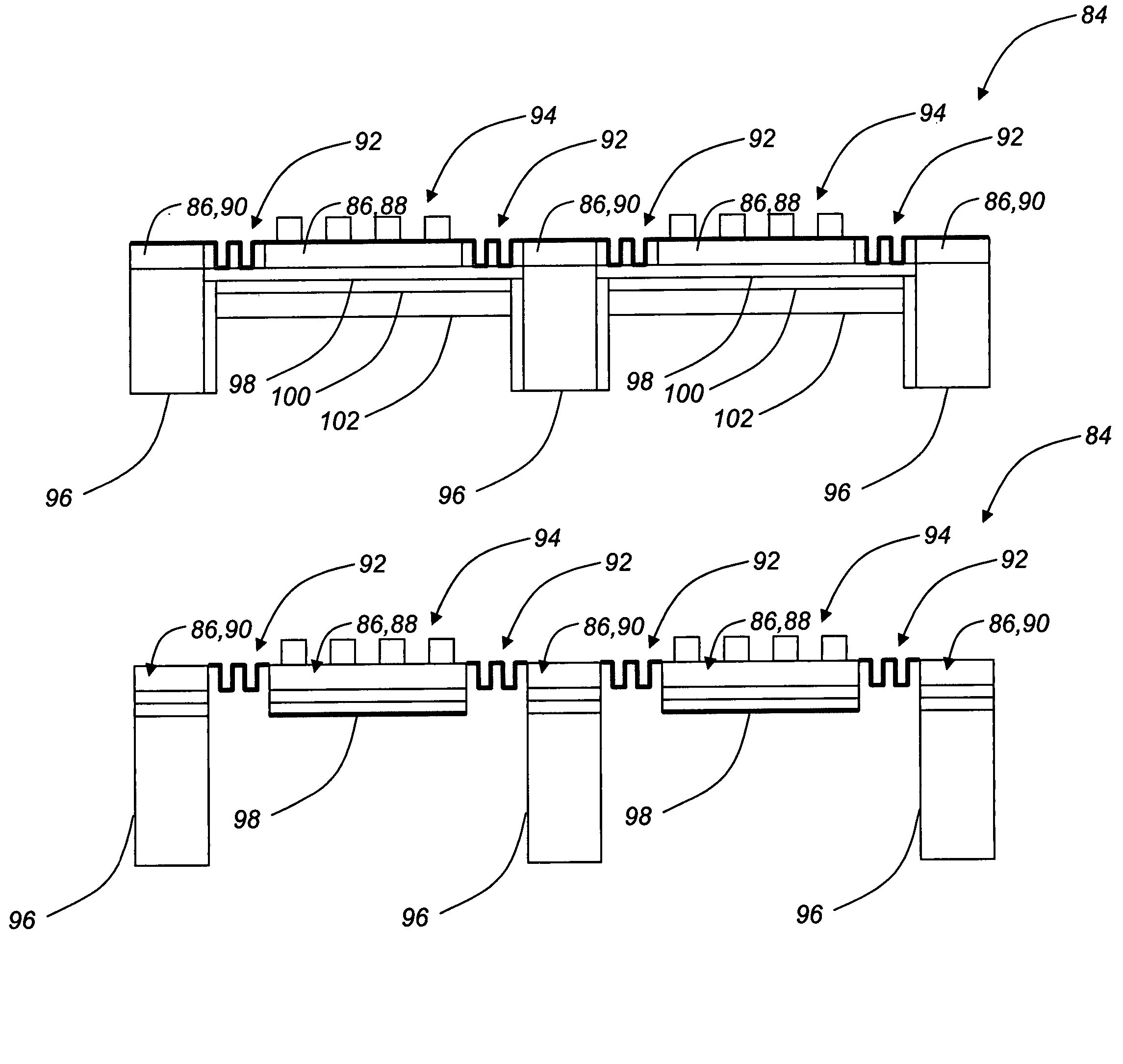 Miniaturized multi-gas and vapor sensor devices and associated methods of fabrication