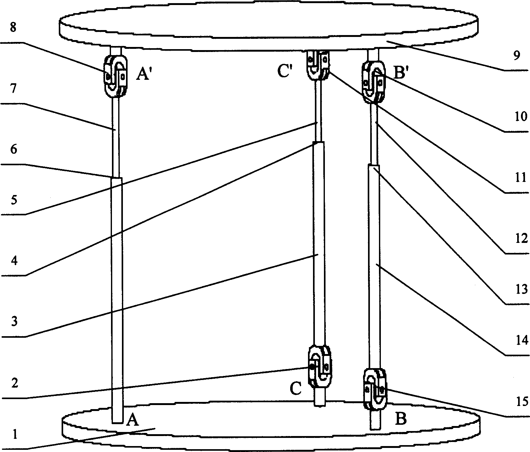 Paralel robot mechanism with bidimension rotating mono-dimension moving