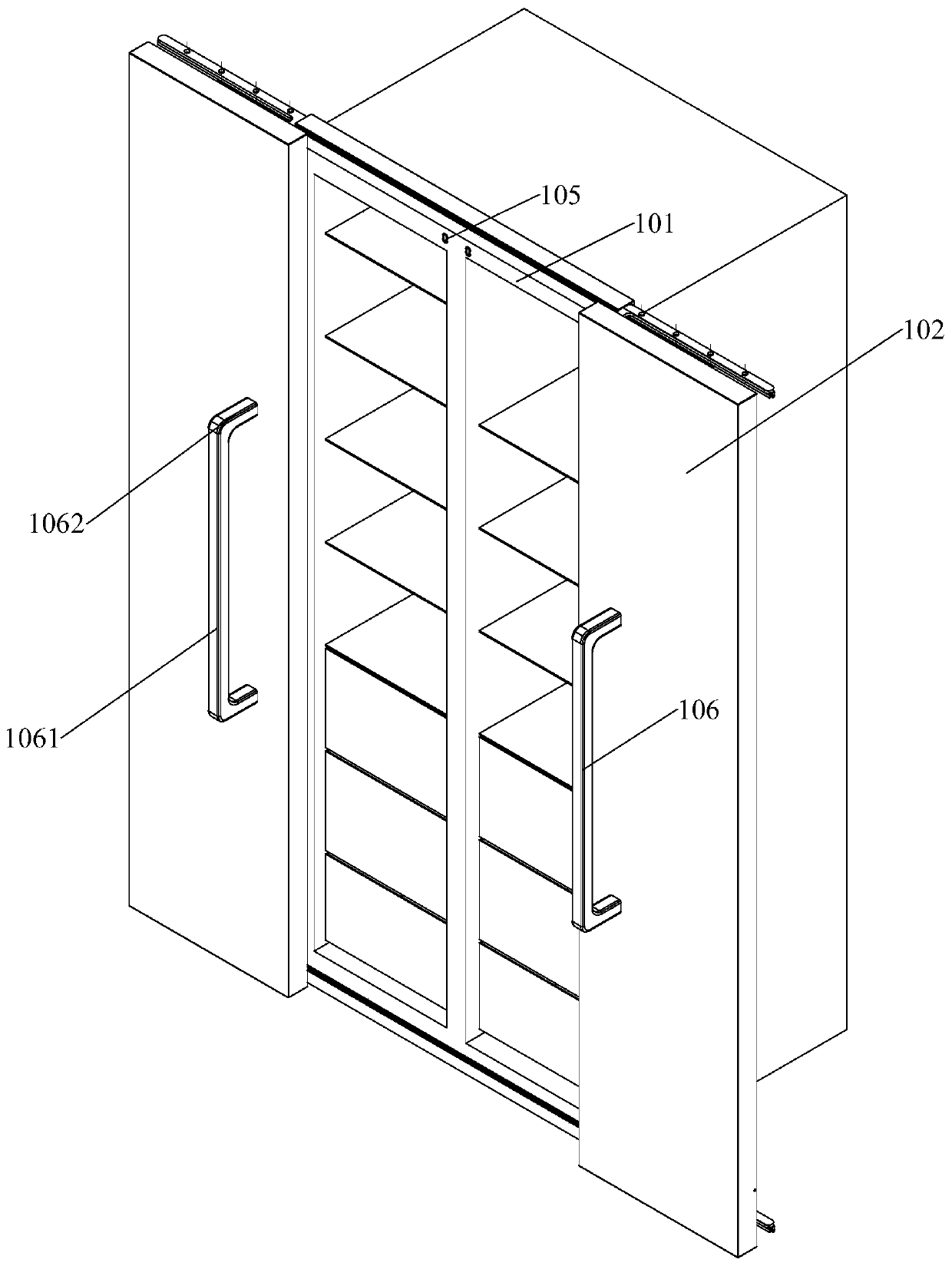 Sliding door assembly and storage cabinet