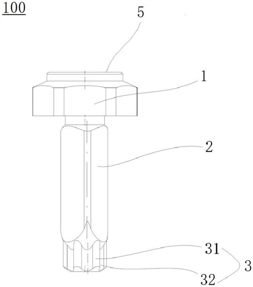 Adjusting bolt and vehicle