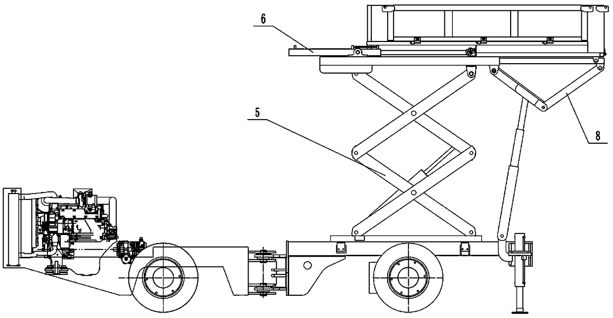 High-position push-type self-unloading device for rubber-tyred vehicles