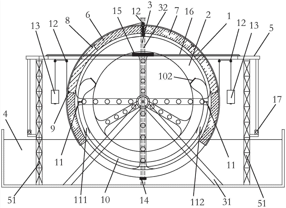 A buoyancy device circulating water power generation irrigation dual-purpose system