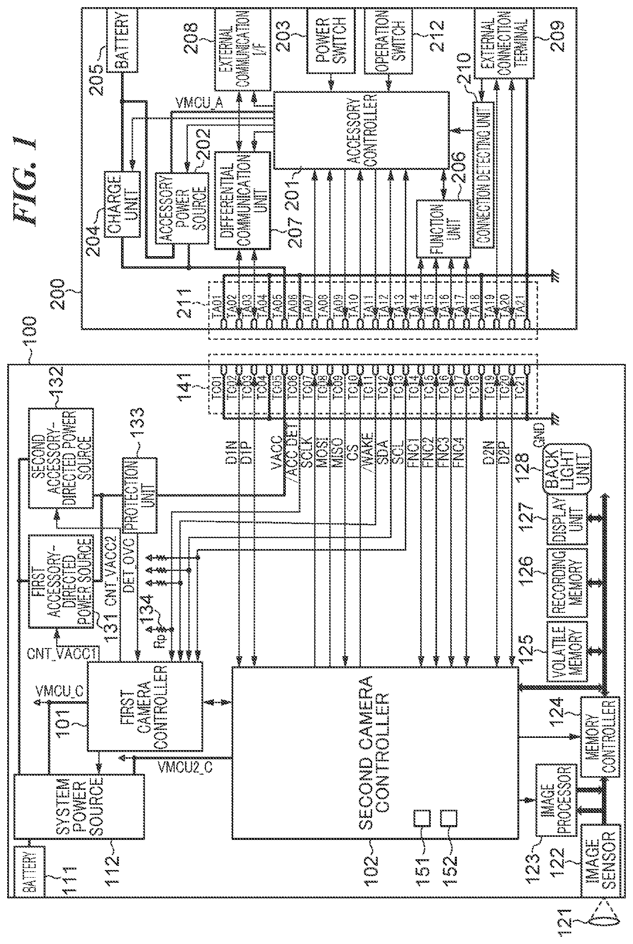 Accessory that is detachably connected to electronic apparatus, electronic apparatus, and image pickup system