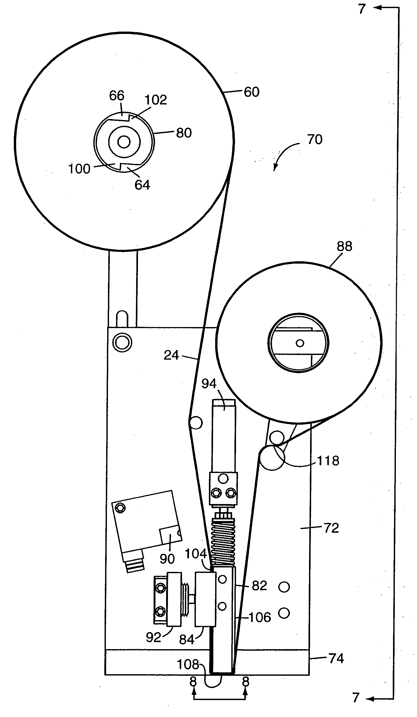 Adhesive segment applicator method and apparatus and roll of adhesive segments for use therewith
