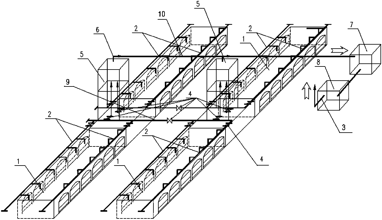 Compact technological arrangement method of heat recovery coke oven high-temperature smoke system