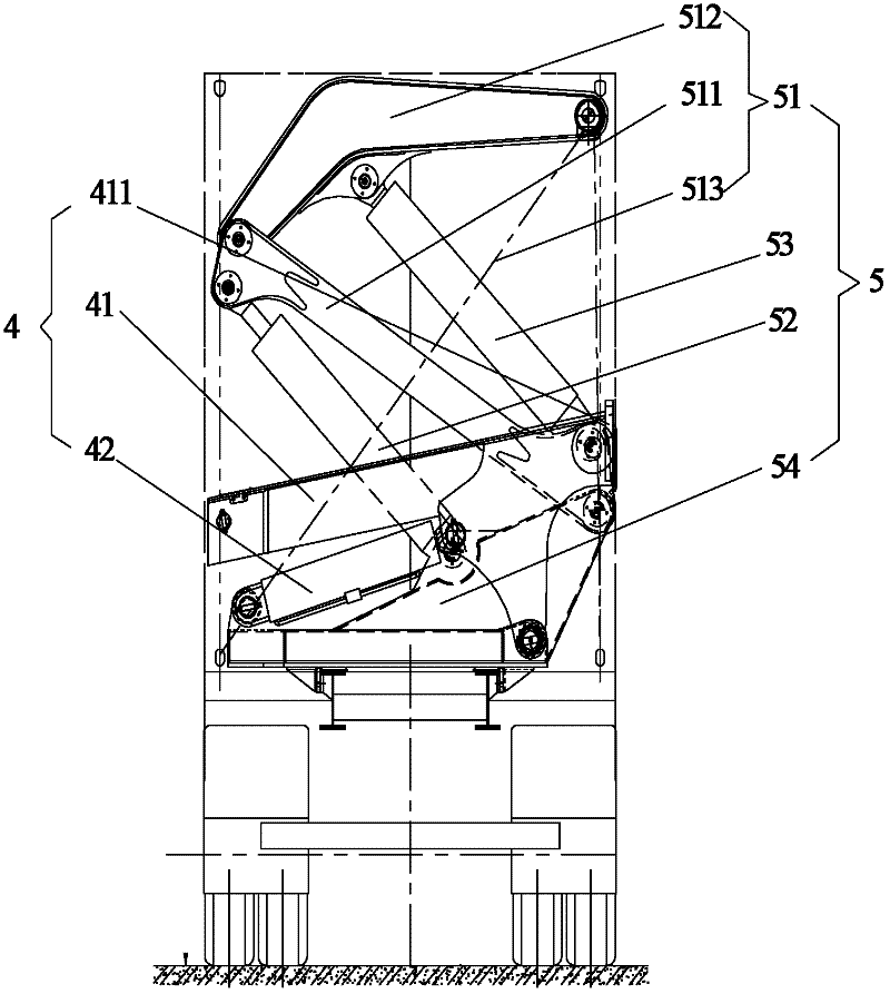 Container transport vehicle and self-loading and unloading device thereof