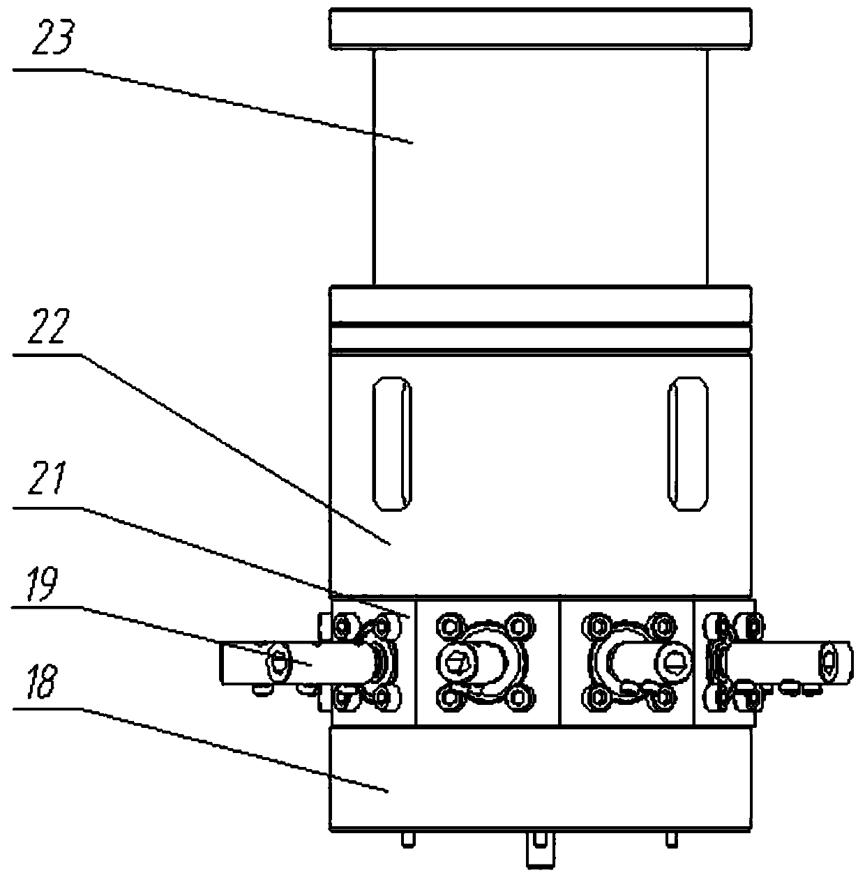 A fan blade angle connecting rod compound adjustment mechanism