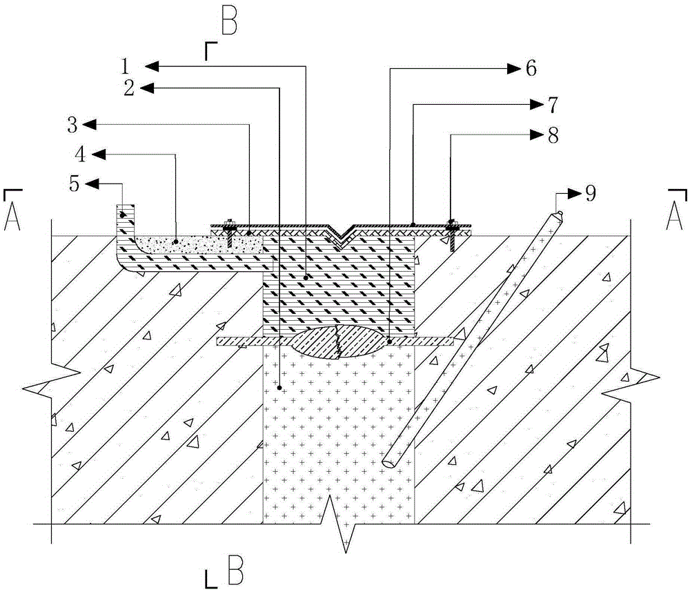 Underground concrete structure expansion joint treatment structure and construction method thereof