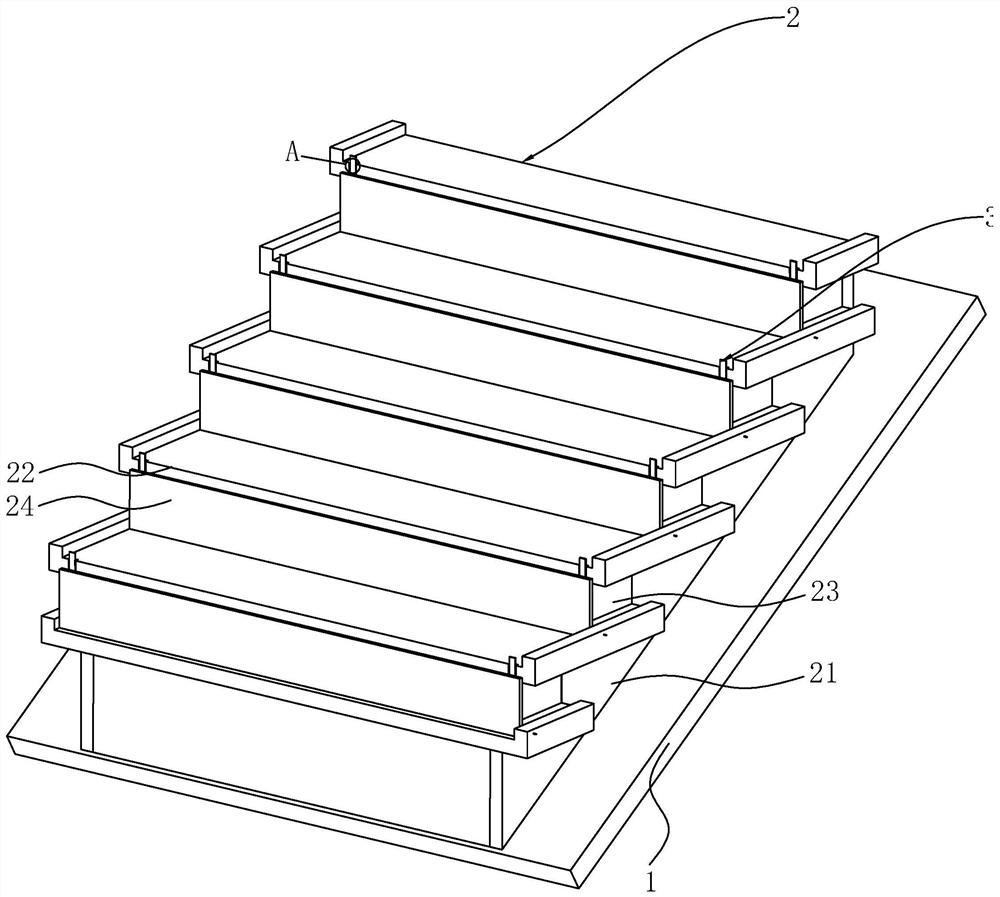 An assembled aluminum alloy staircase formwork