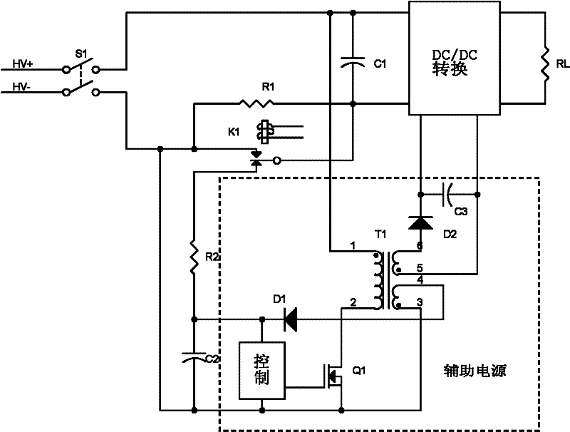 Auxiliary power source bootstrapping circuit of power source converting device