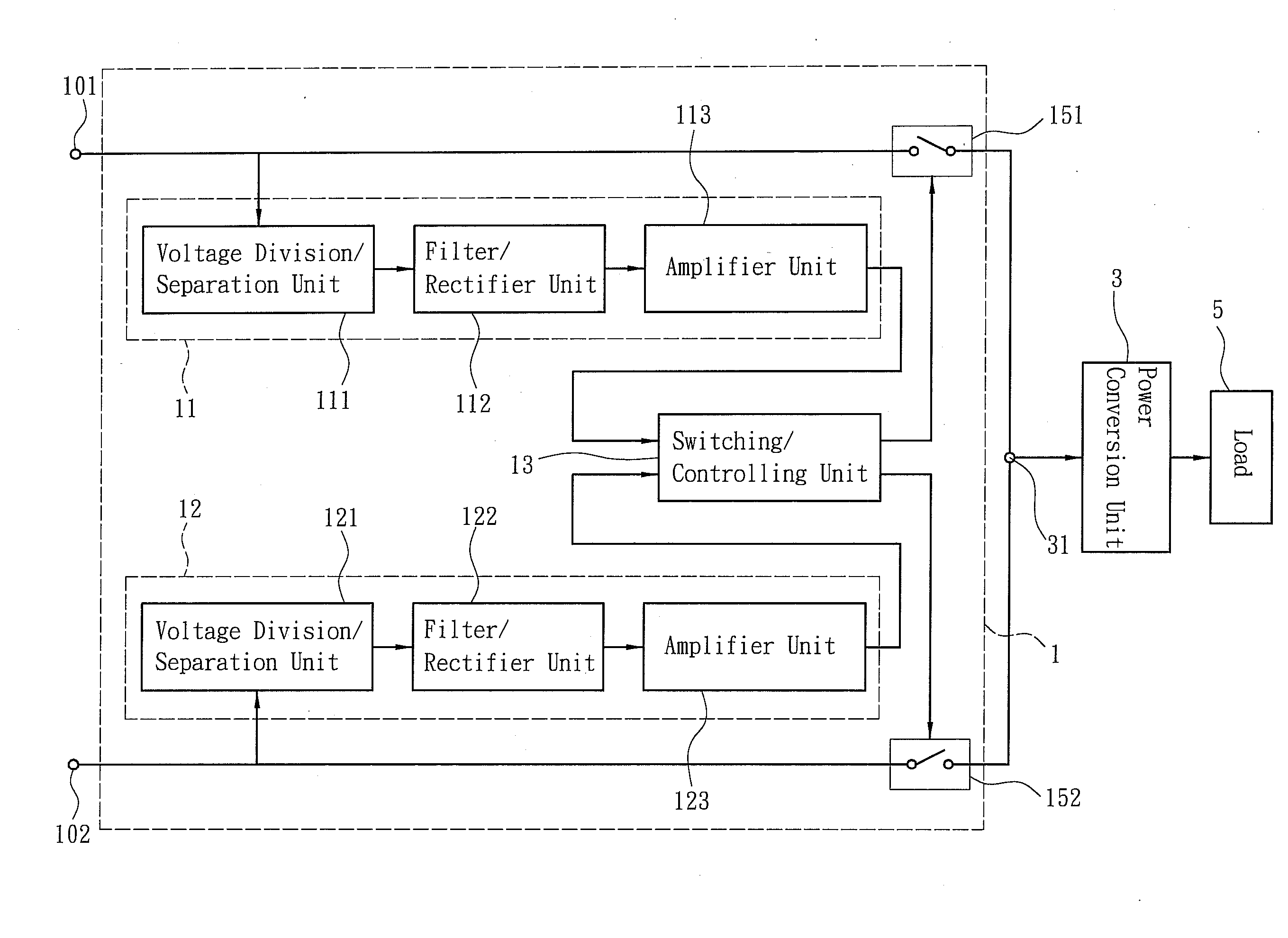 Multi-input power-switching circuit