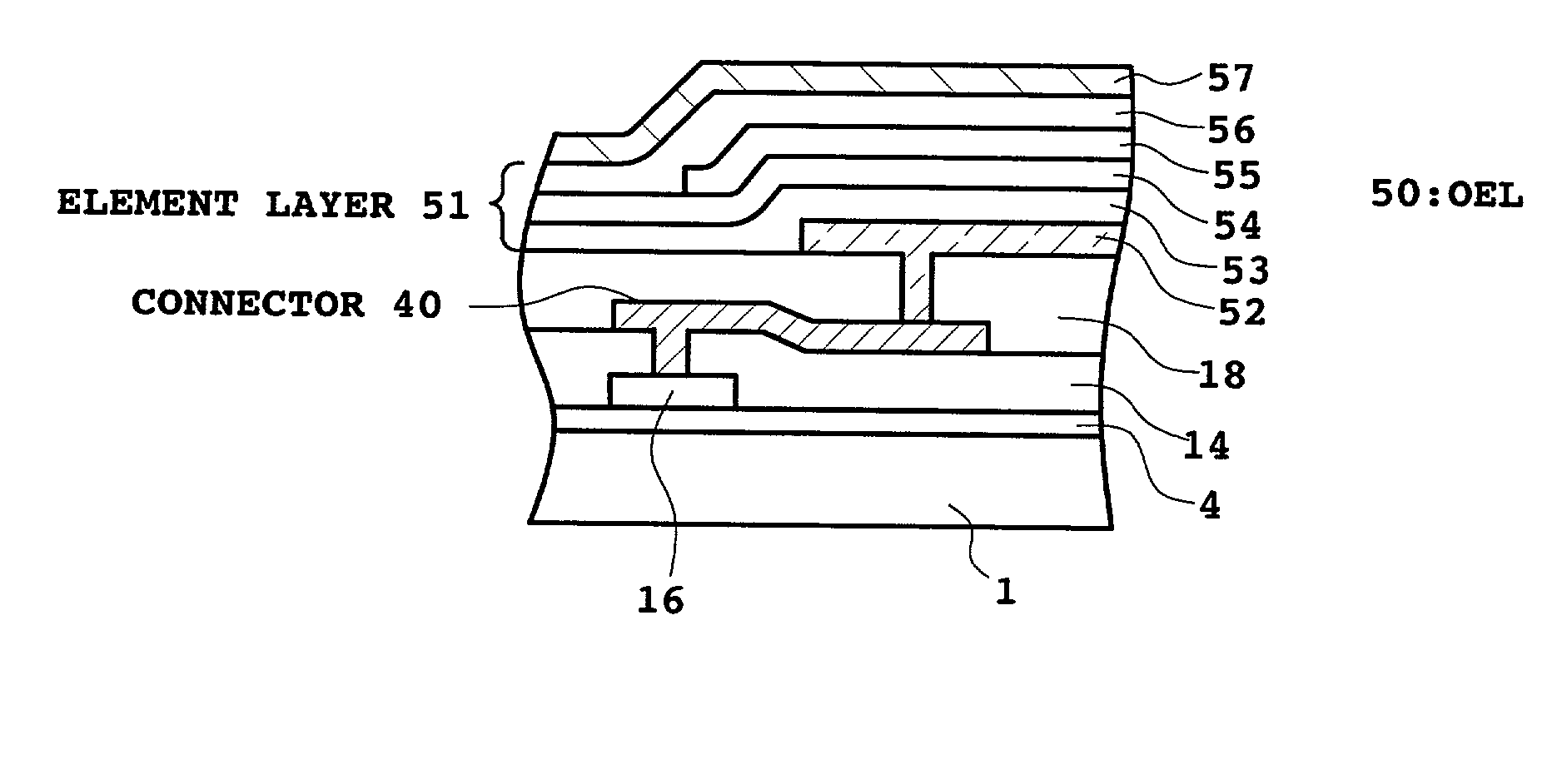 Contact between element to be driven and thin film transistor for supplying power to element to be driven
