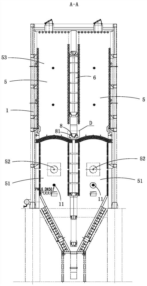 Anti-coking structure of double furnace heat transfer oil boiler