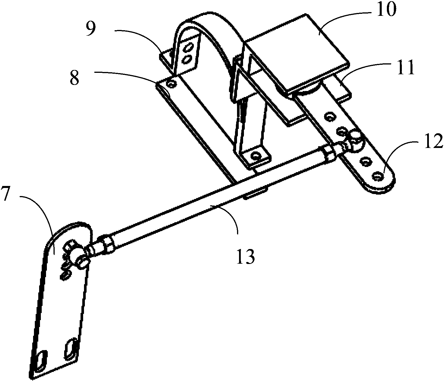 Connecting rod type agricultural machine wheel turning angle measuring mechanism and measuring method