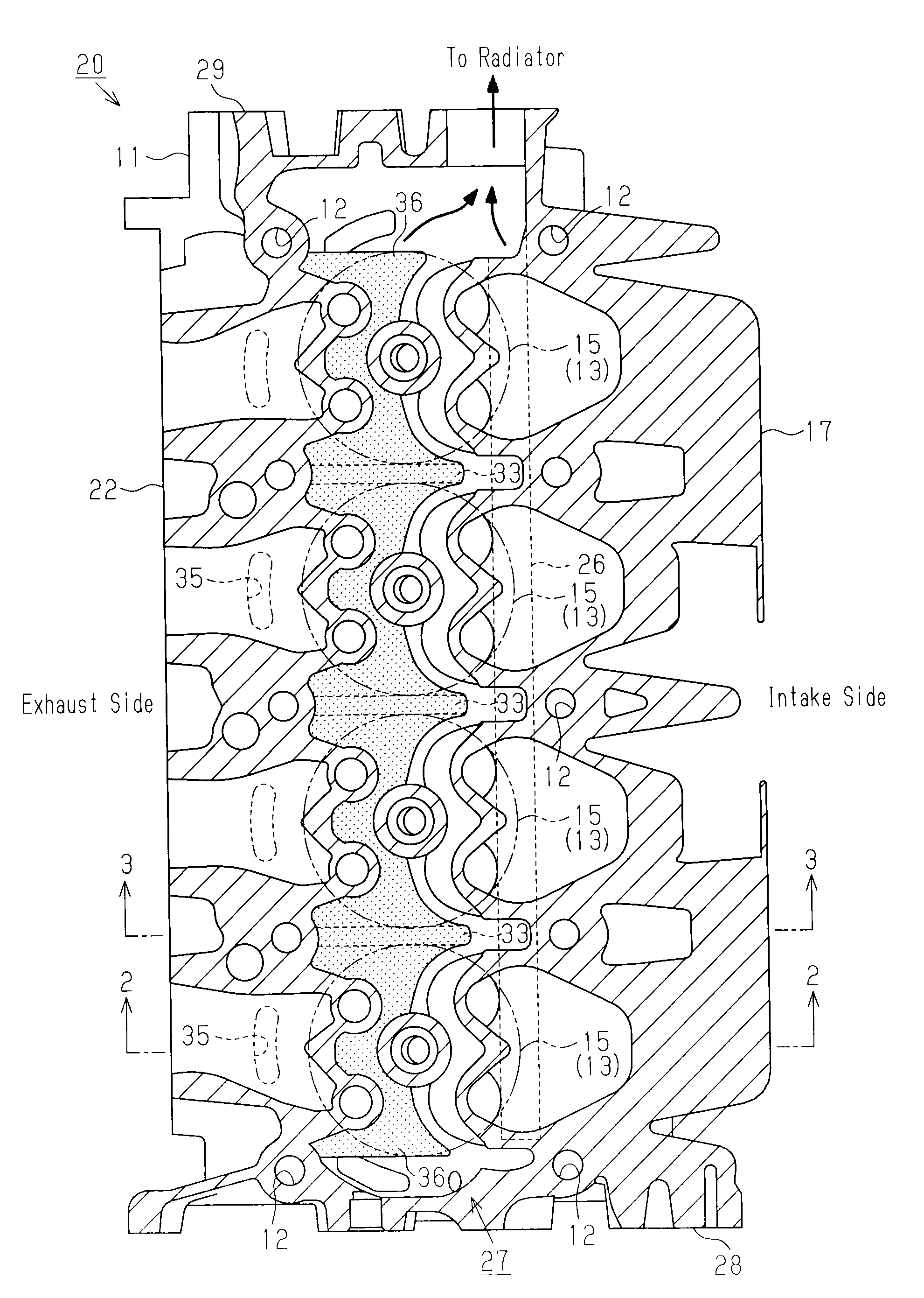 Cooling structure of cylinder head