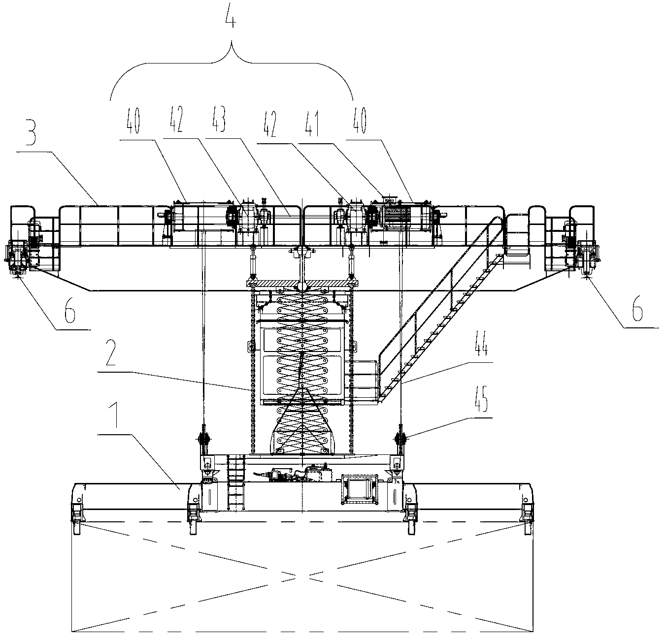 Hoisting mechanism and gantry crane