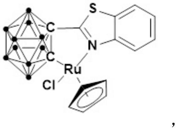 Half-sandwich ruthenium complex containing ortho-carborane benzothiazole as well as preparation and application