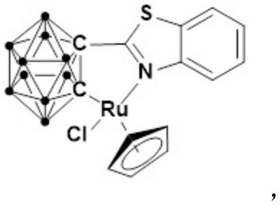 Half-sandwich ruthenium complex containing ortho-carborane benzothiazole as well as preparation and application
