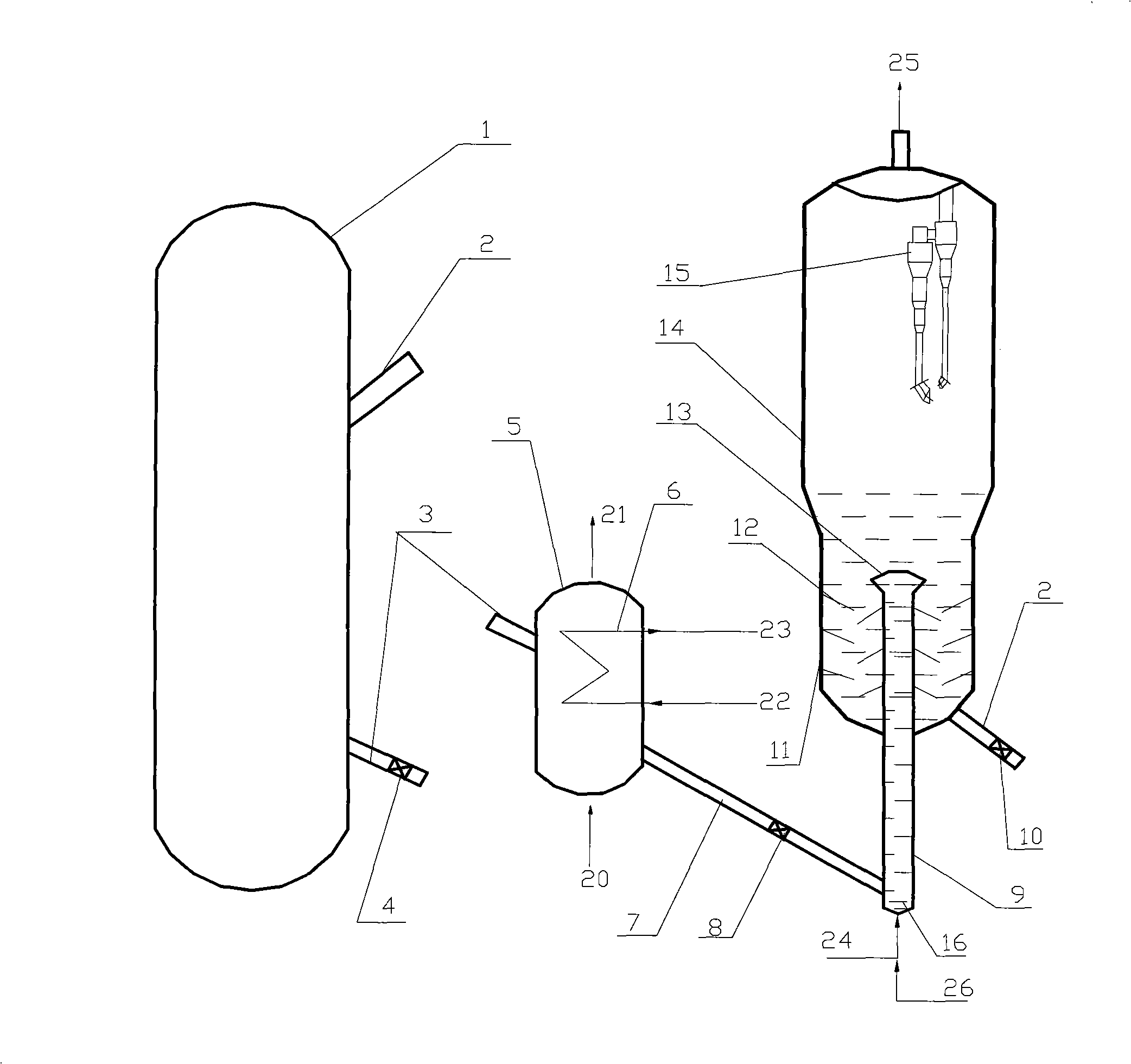 Fluidizer and technique for preparing ethylene by ethanol dehydration
