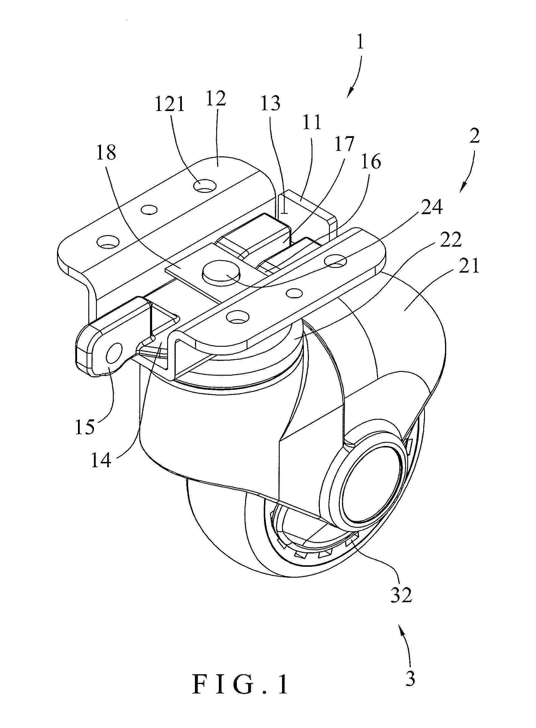 Combination castor whose castor assemblies are braked and positioned simultaneously