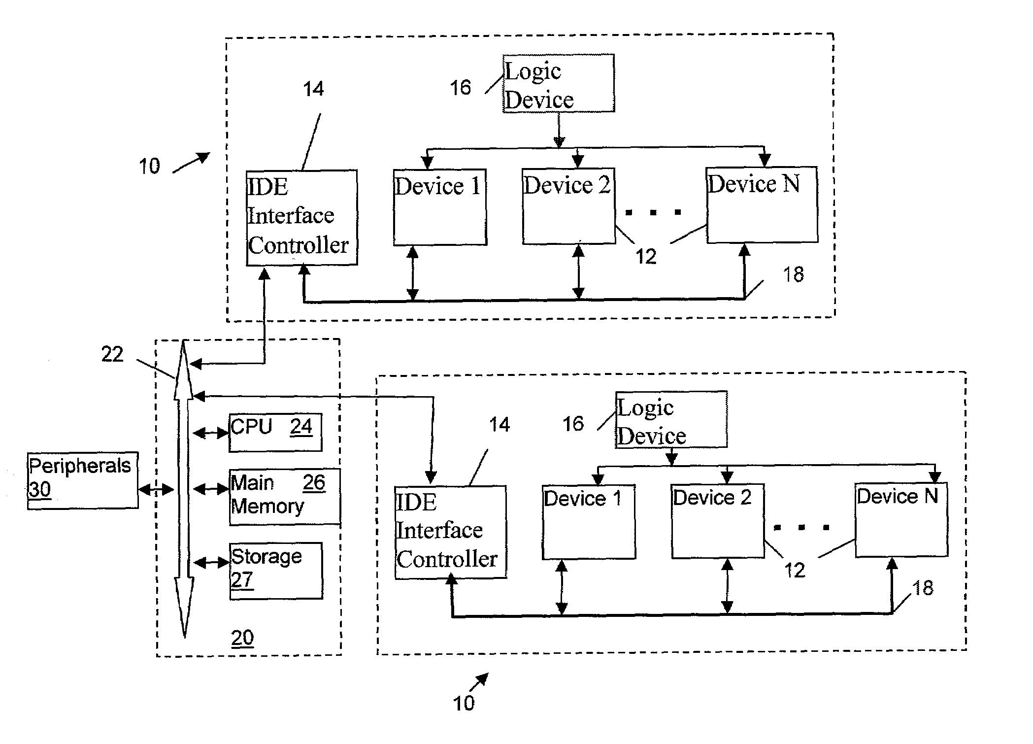 Method and apparatus for attaching more than two disk devices to an IDE bus