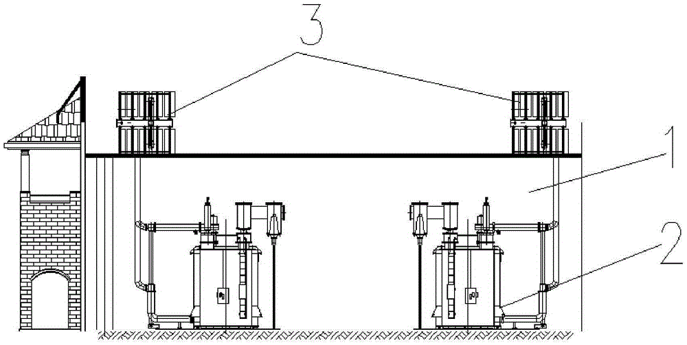 Split-type arrangement method and structure of gas transformer